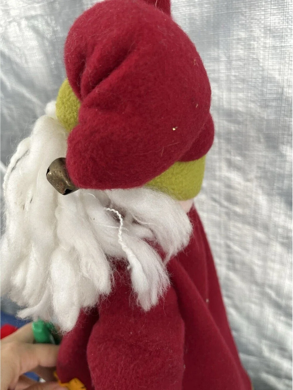 Vintage Handcrafted Santa Claus St Nick Figure On A Stick Hanging Decor
